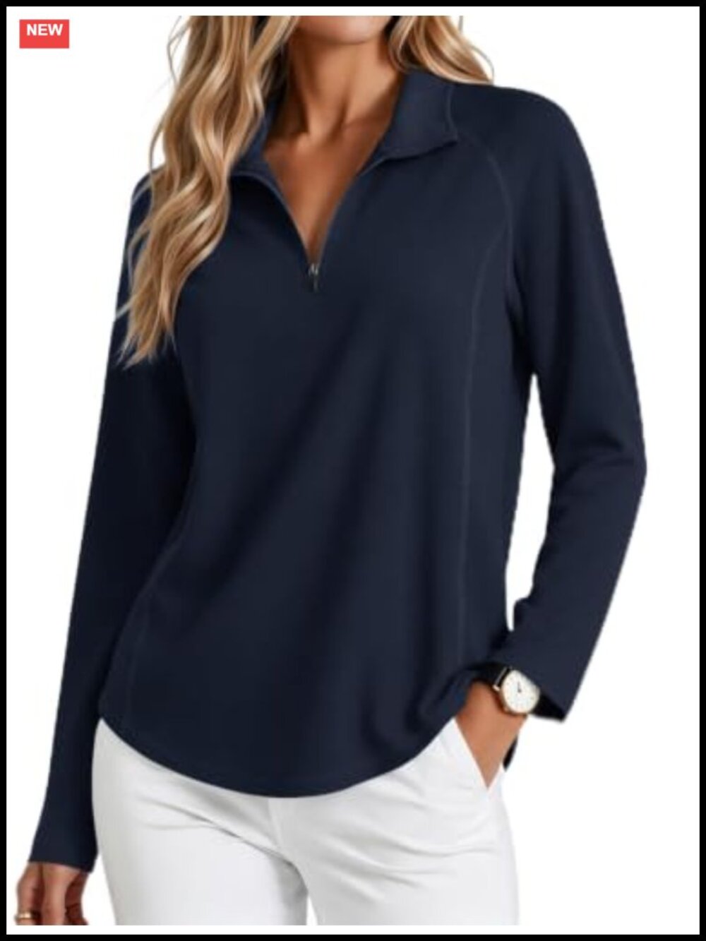 UPF 50+ Golf Polo Shirt 1/4 Zip Long Sleeve Athletic Top Thumb Holes